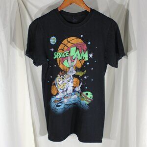 2 Space Jam Short Sleeve T-shirts, one black, one charcoal w/color dots - Size M
